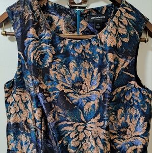 Liz Claiborne Blue and Tan Floral Mini Dress